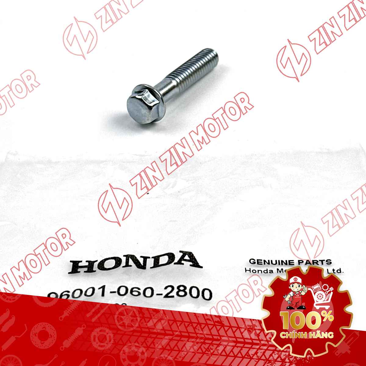 BU LÔNG LỤC GIÁC 6X28MM BẠC DÙNG CHUNG NHIỀU DÒNG XE HONDA 960010602800 CHÍNH HÃNG