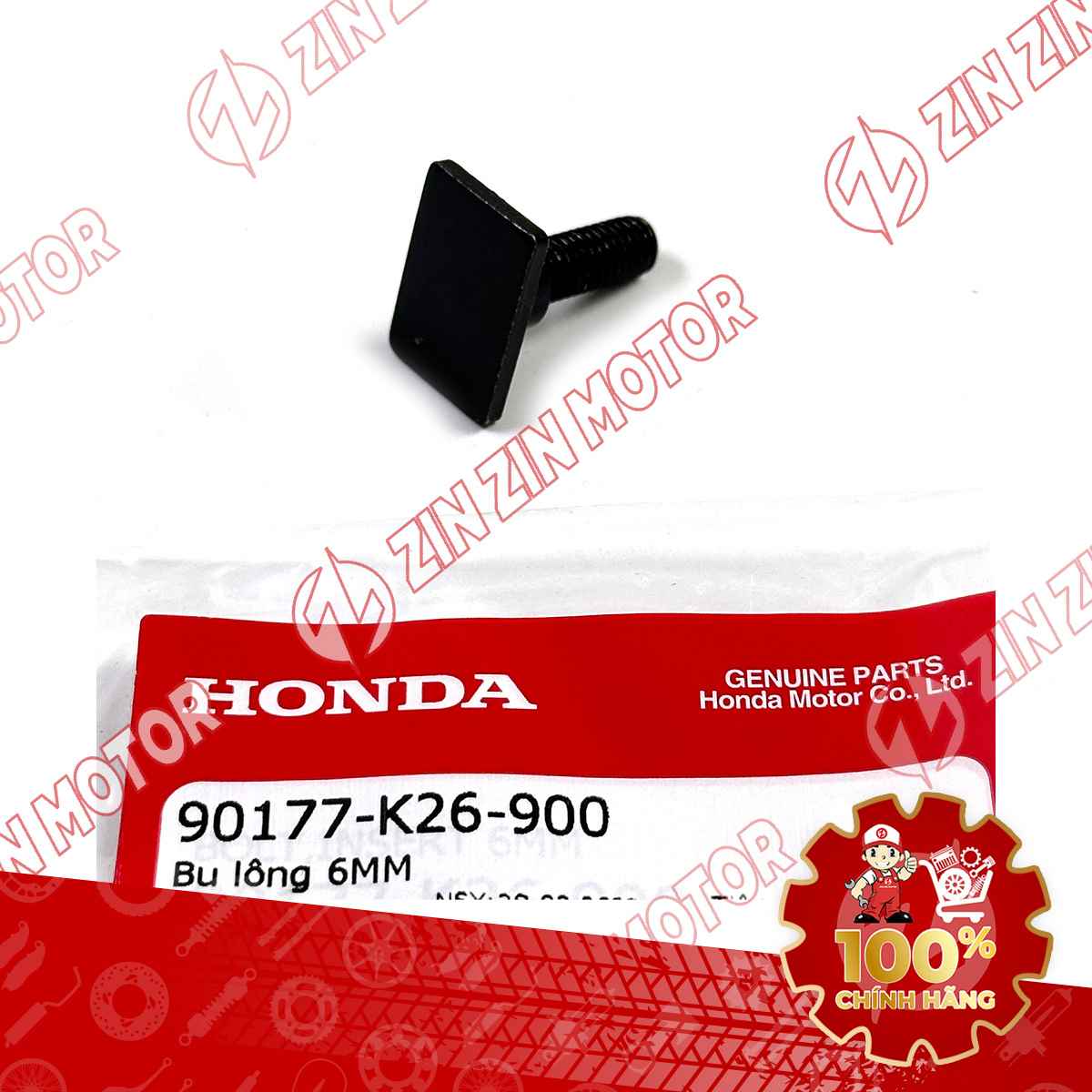 BU LÔNG 6MM DÙNG CHUNG NHIỀU LOẠI XE HONDA 90177K26900 CHÍNH HÃNG