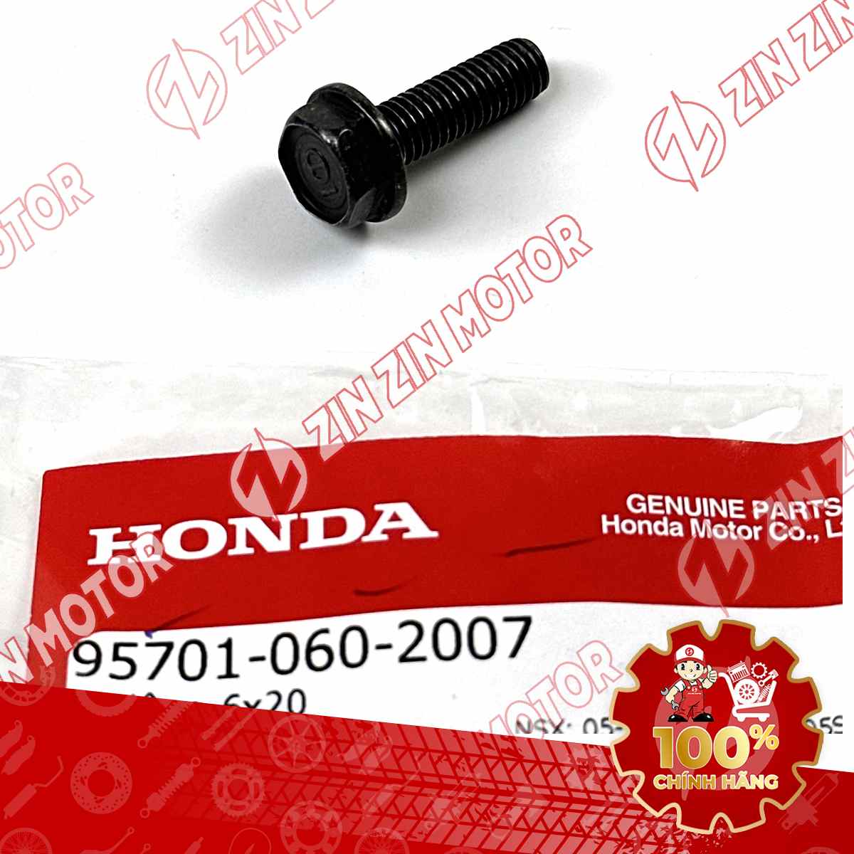 BU LÔNG LỤC GIÁC 6X20MM DÙNG CHUNG NHIỀU LOẠI XE HONDA 957010602007 CHÍNH HÃNG