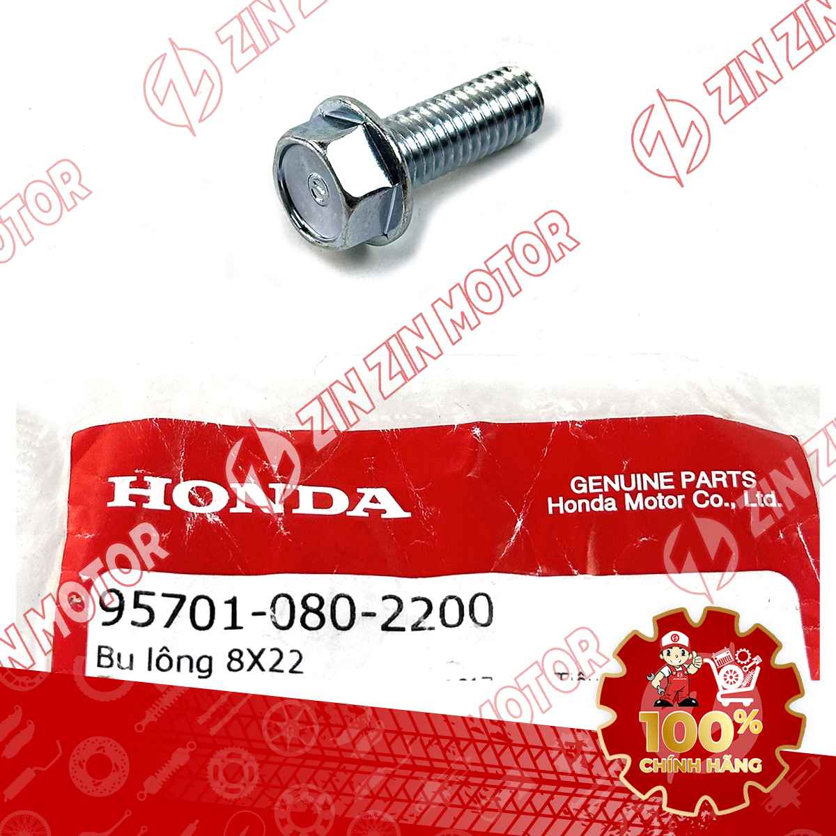 BU LÔNG LỤC GIÁC 8X22MM DÙNG CHUNG NHIỀU LOẠI XE HONDA 957010802200 CHÍNH HÃNG
