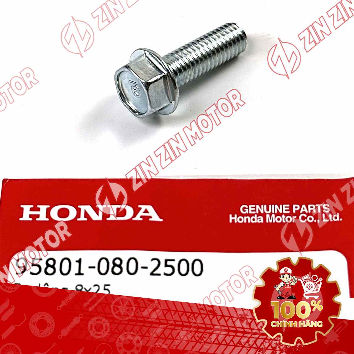 BU LÔNG MẶT BÍCH 8X25MM DÙNG CHUNG NHIỀU LOẠI XE HONDA 958010802500 CHÍNH HÃNG