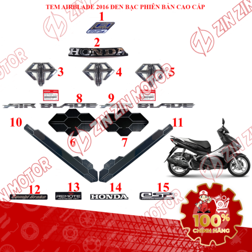 Alternative view of Full Bộ Tem AB 2016, Xe Air Blade 2017 2018 2019 Đu Màu Chính Hãng Honda