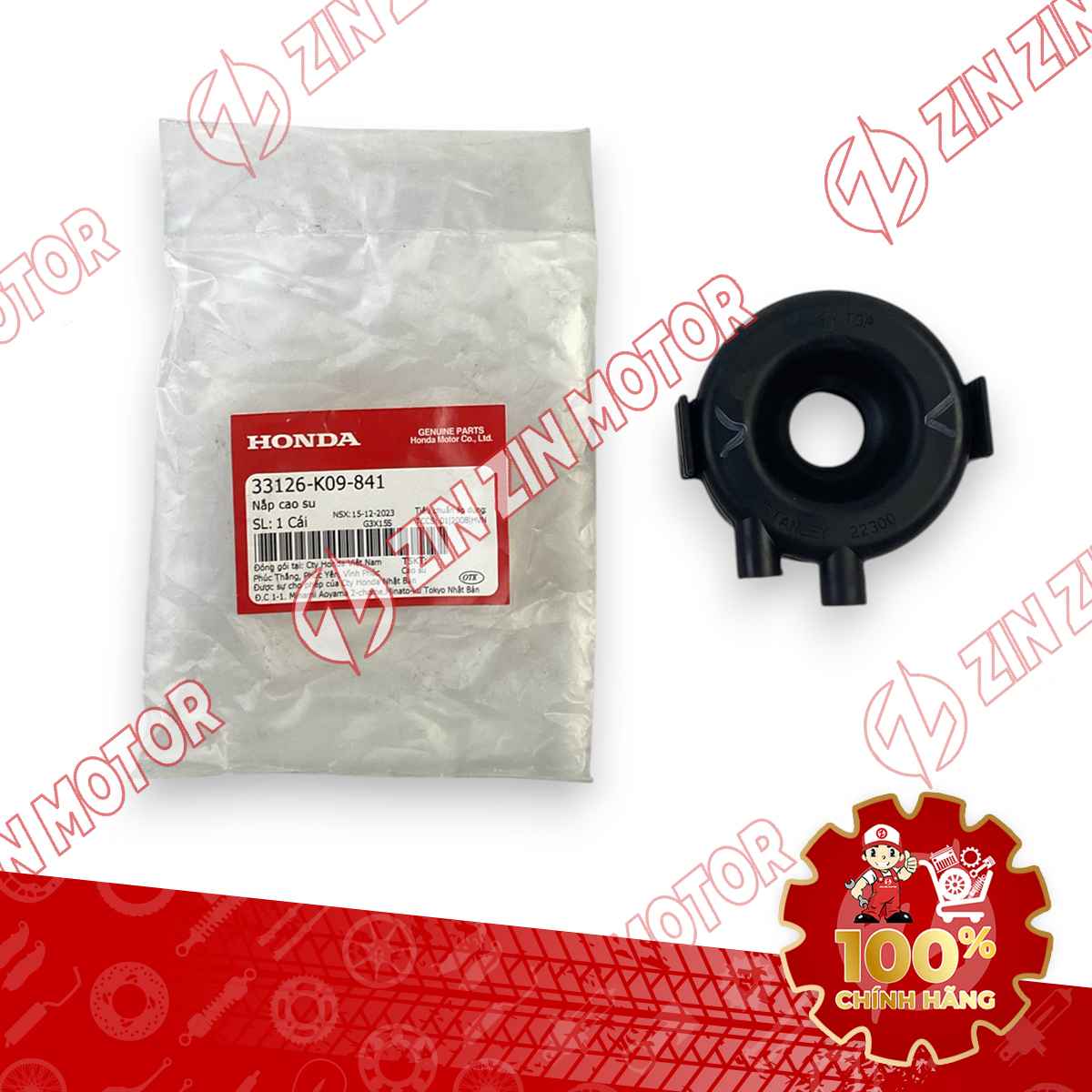 NẮP ỐP CAO SU CHỤP ĐUÔI ĐÈN PHA TRƯỚC WAVE ALPHA 2024 2025, WAVE BLADE 110 33126K09841 CHÍNH HÃNG