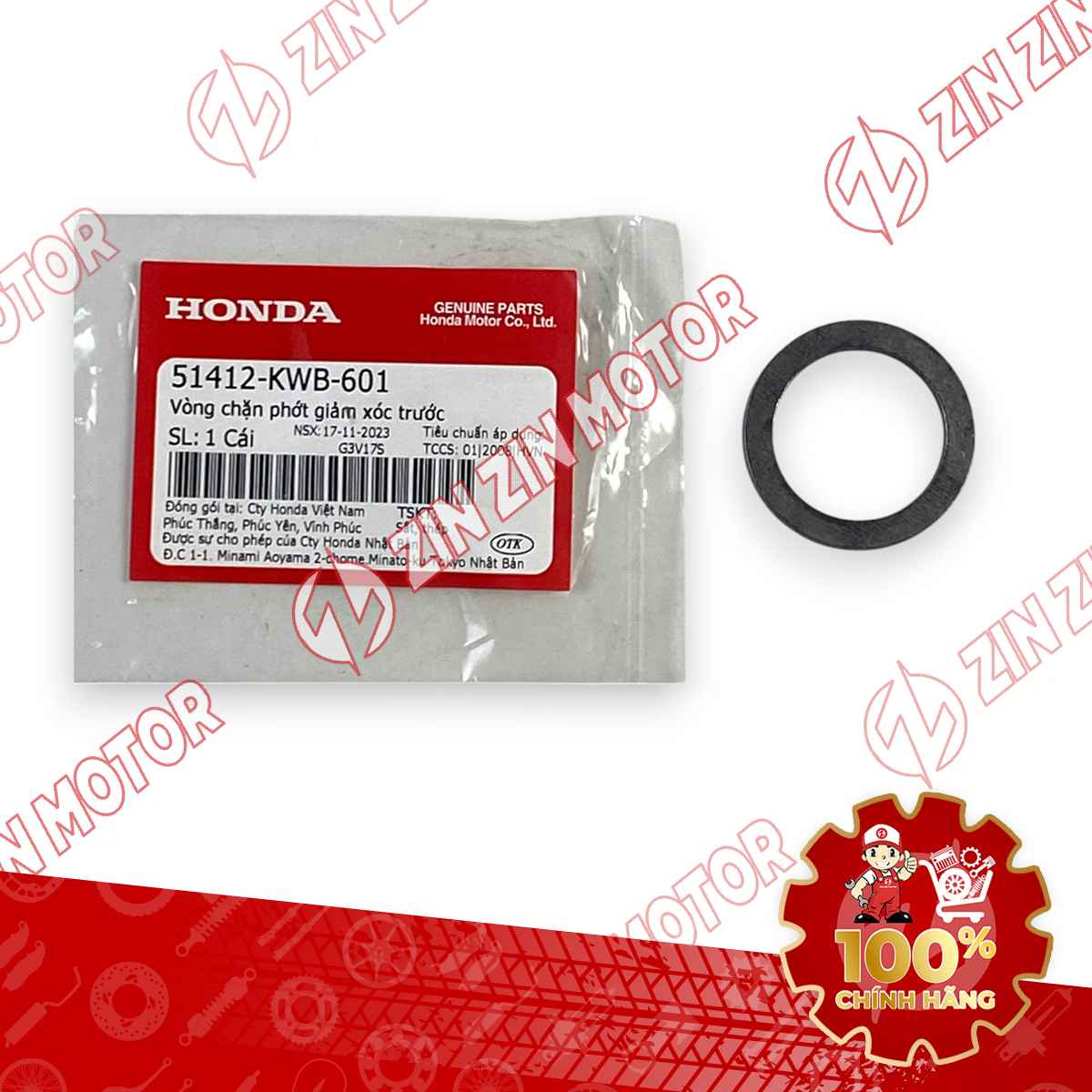 VÒNG ĐỆM PHỐT PHUỘC TRƯỚC WAVE RSX 2019 2020 2021 2022 2023 , WAVE ALPHA 2017 - 2023 2024 - 2025, WAVE BLADE 110 51412KWB601 CHÍNH HÃNG