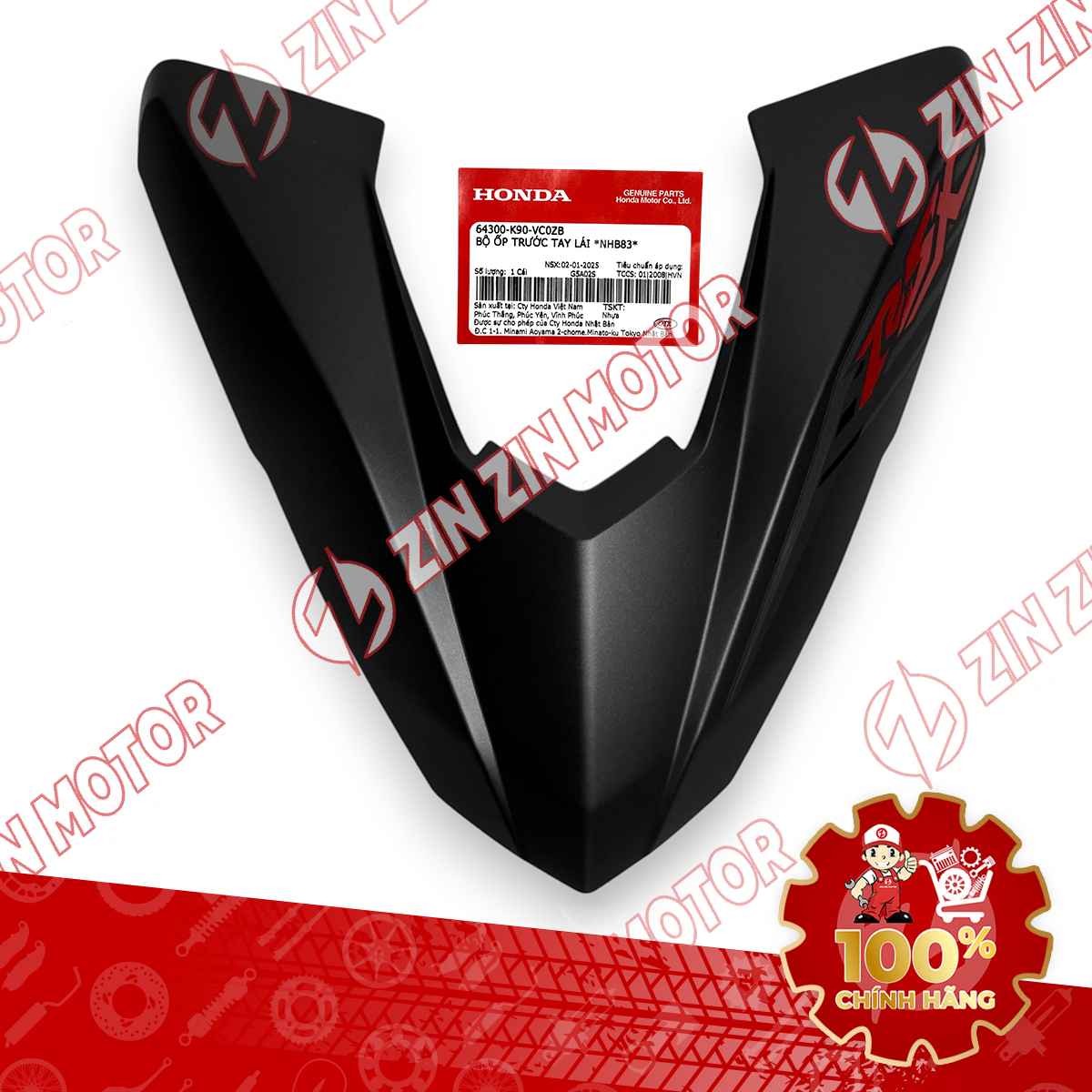 MẶT NẠ CHỮ V TRƯỚC WAVE RSX ĐEN XÁM 2019-2020 64300K90VC0ZB CHÍNH HÃNG