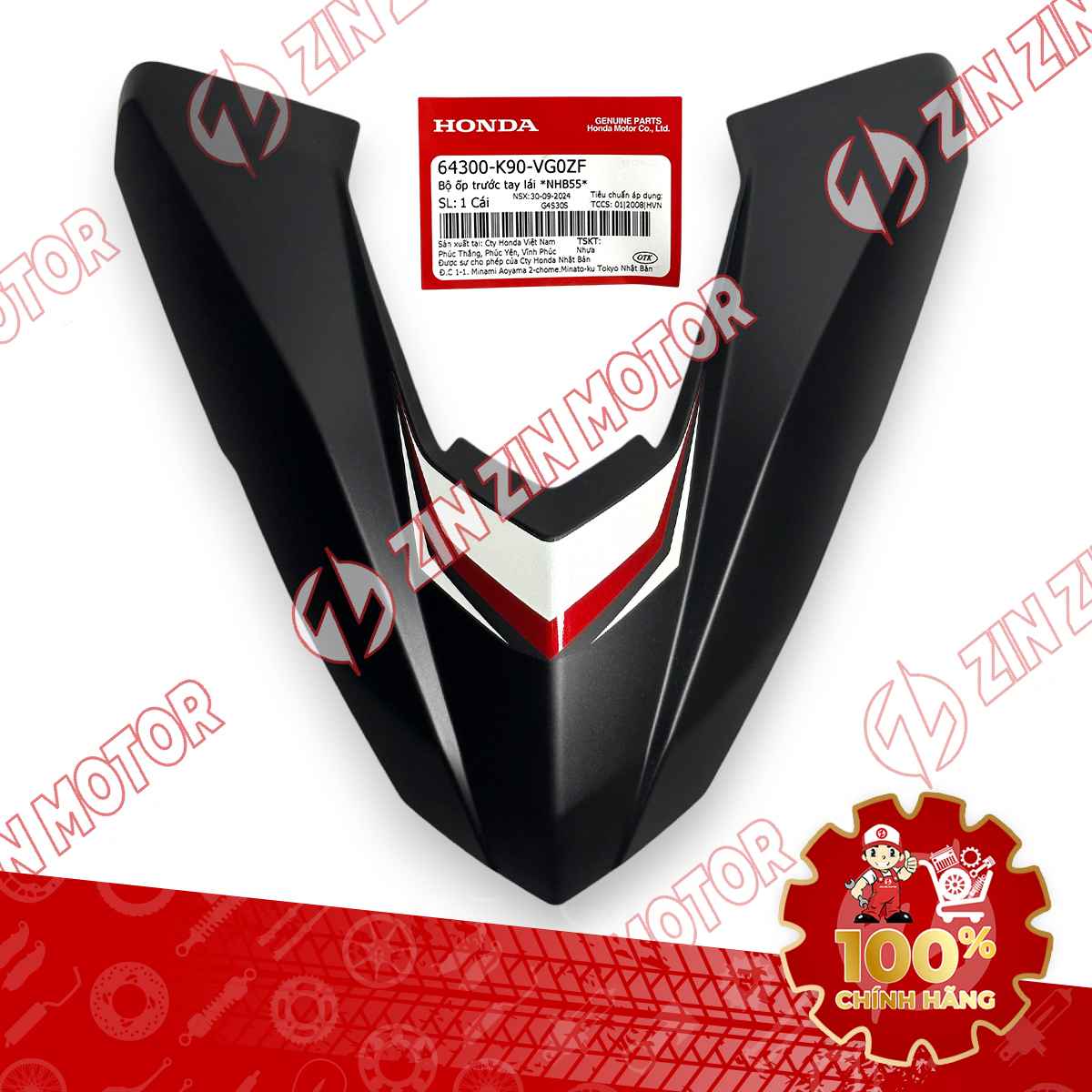 MẶT NẠ CHỮ V TRƯỚC WAVE RSX ĐEN TRẮNG 2021-2022 64300K90VG0ZF CHÍNH HÃNG