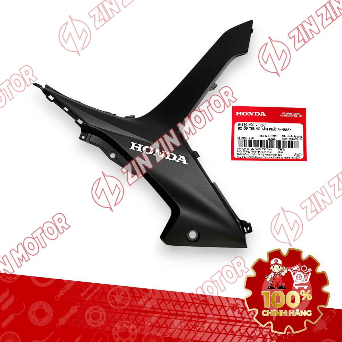 ỐP TRUNG TÂM WAVE RSX XÁM ĐEN - CĂM 2019 BÊN PHẢI 64350K90VC0ZC CHÍNH HÃNG
