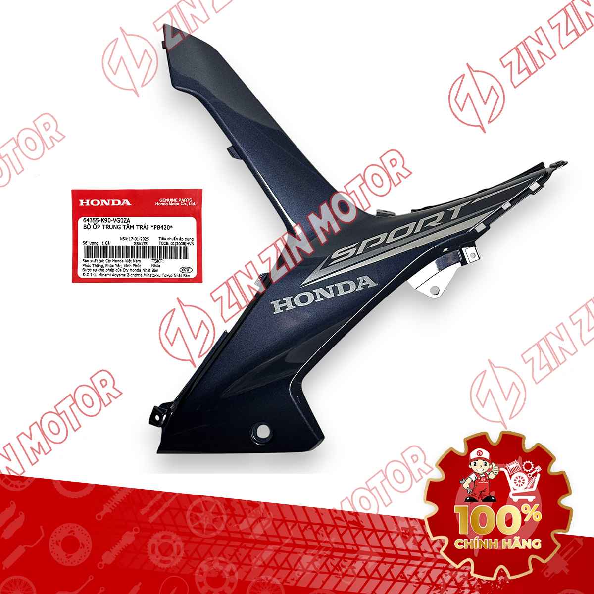 ỐP TRUNG TÂM WAVE RSX XANH XÁM 2021-2022 BÊN TRÁI 64355K90VG0ZA CHÍNH HÃNG