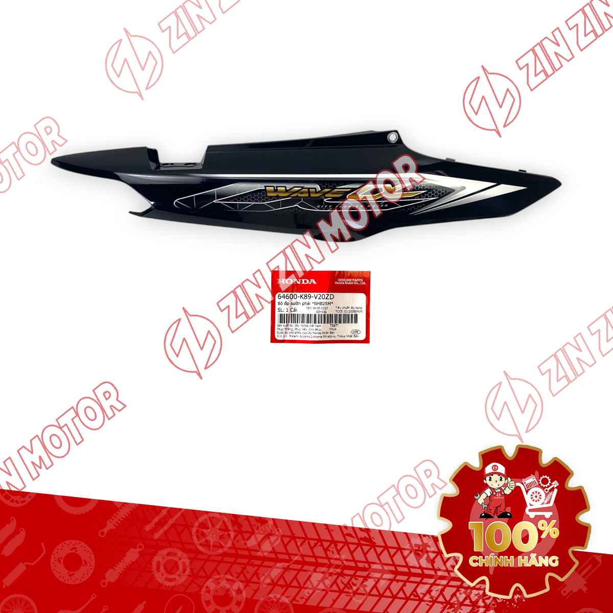 ỐP SƯỜN WAVE ALPHA ĐEN 2018 PHẢI 64600K89V20ZD CHÍNH HÃNG