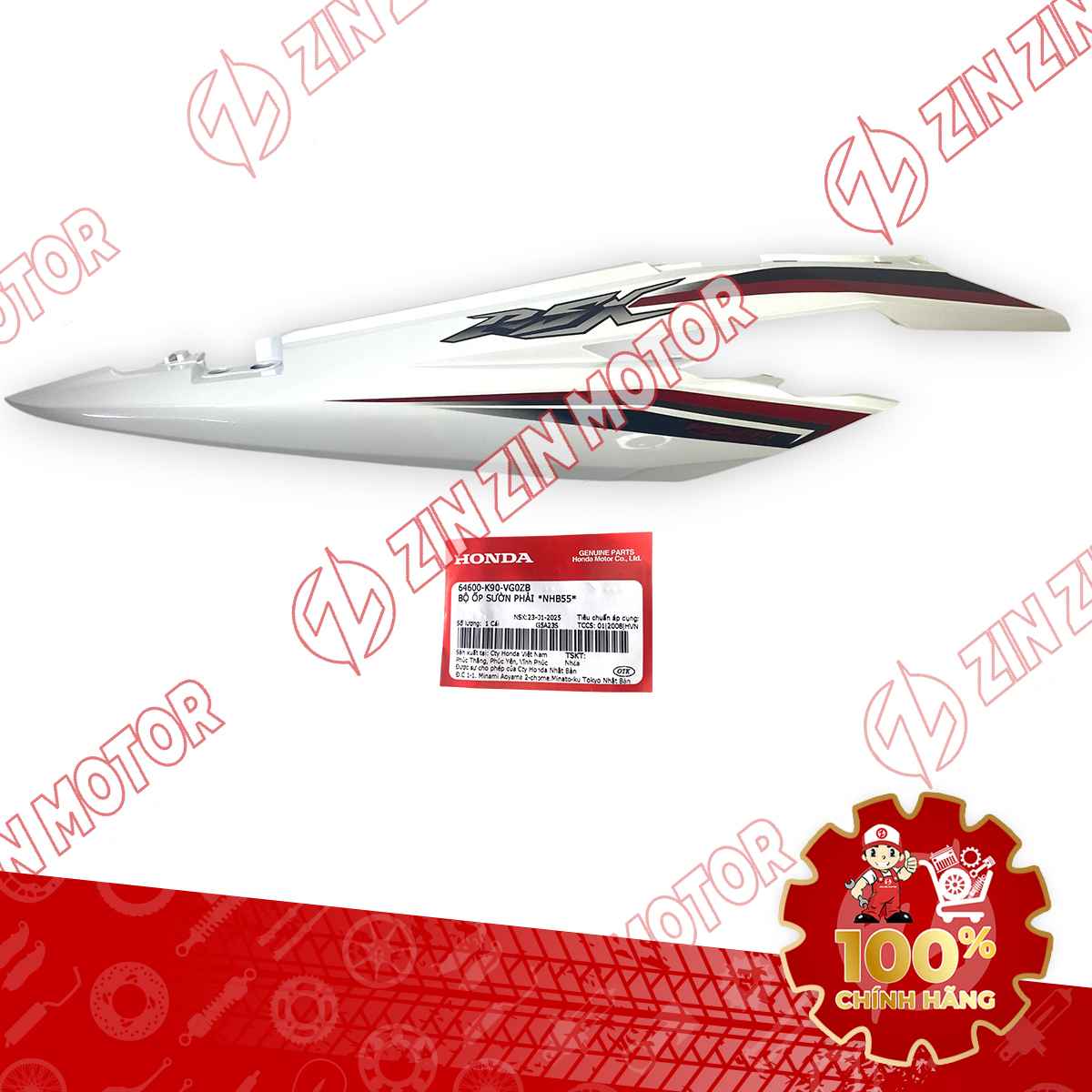 ỐP SƯỜN WAVE RSX 2019 2020 2021 2022 2023 TRẮNG 2021 BÁNH CĂM BÊN PHẢI 64600K90VG0ZB CHÍNH HÃNG