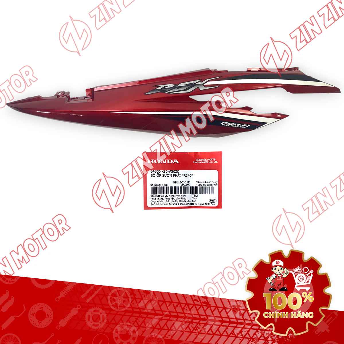 ỐP SƯỜN WAVE RSX 2019 2020 2021 2022 2023 ĐỎ 2021 BÁNH CĂM BÊN PHẢI 64600K90VG0ZC CHÍNH HÃNG