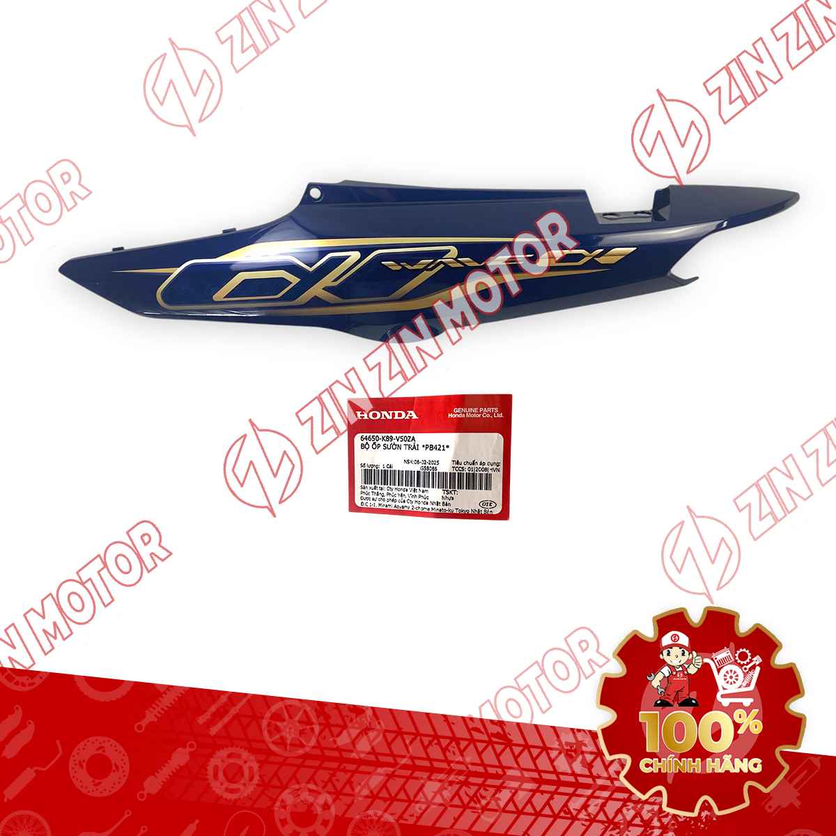 ỐP SƯỜN WAVE ALPHA XANH ĐẬM 2021-2022 TRÁI 64650K89V50ZA CHÍNH HÃNG