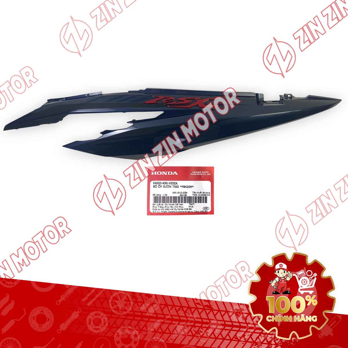 ỐP SƯỜN WAVE RSX 2019 2020 2021 2022 2023 XANH XÁM 2019 BÁNH MÂM BÊN TRÁI 64650K90VE0ZA CHÍNH HÃNG