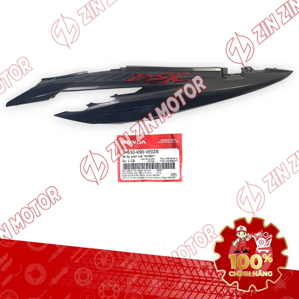 ỐP SƯỜN WAVE RSX 2019 2020 2021 2022 2023 XÁM ĐỎ 2019 BÁNH MÂM BÊN TRÁI 64650K90VE0ZB CHÍNH HÃNG