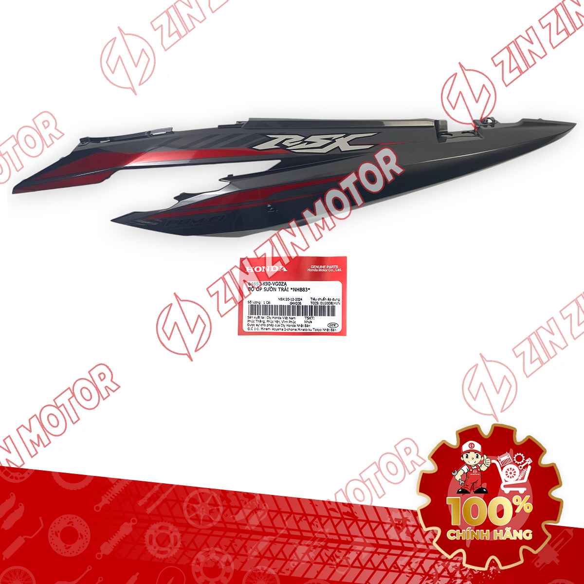 ỐP SƯỜN WAVE RSX 2019 2020 2021 2022 2023 XÁM ĐEN 2021 BÁNH CĂM BÊN TRÁI 64650K90VG0ZA CHÍNH HÃNG