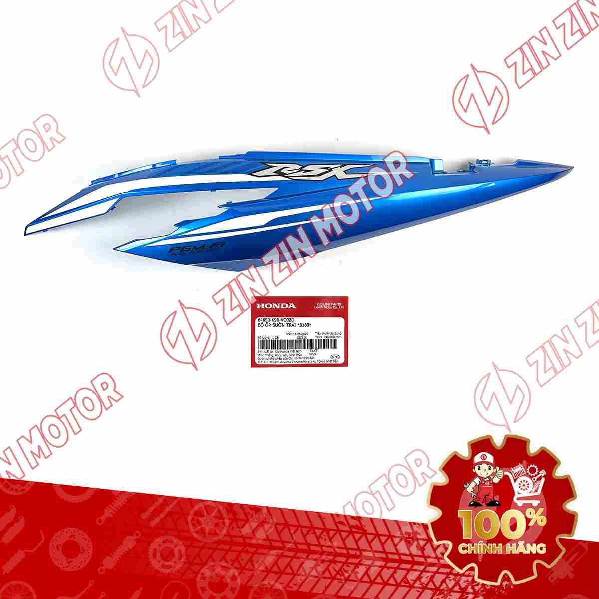 ỐP SƯỜN WAVE RSX 2019 2020 2021 2022 2023 XANH 2019 BÁNH CĂM BÊN TRÁI 64650K90VC0ZD CHÍNH HÃNG