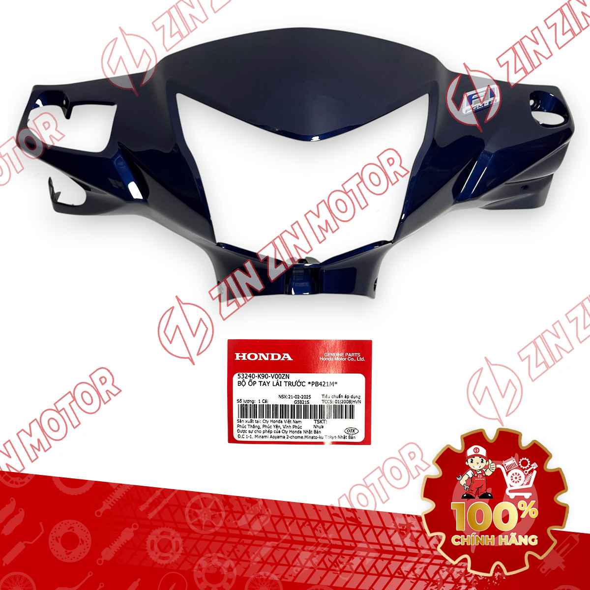 NẮP ỐP TRƯỚC TAY LÁI, ỐP ĐẦU WAVE RSX 2019 2020 2021 2022 2023 XANH ĐẬM PHANH ĐĨA 53240K90V00ZN CHÍNH HÃNG