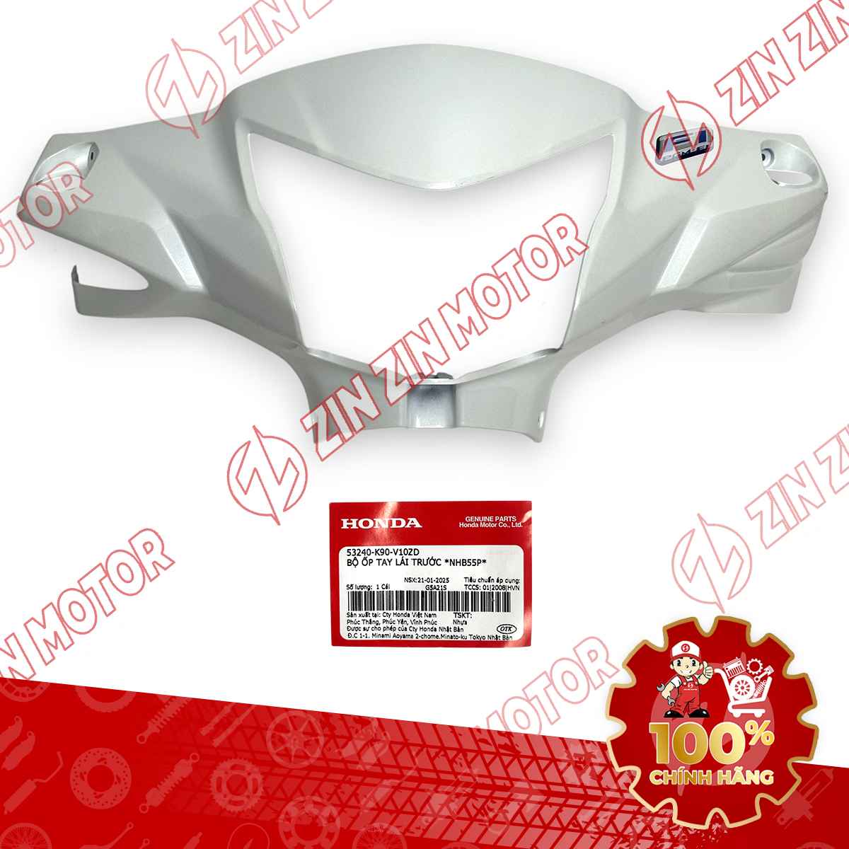 NẮP ỐP TRƯỚC TAY LÁI, ỐP ĐẦU WAVE RSX 2019 2020 2021 2022 2023 TRẮNG PHANH CƠ 53240K90V10ZD CHÍNH HÃNG