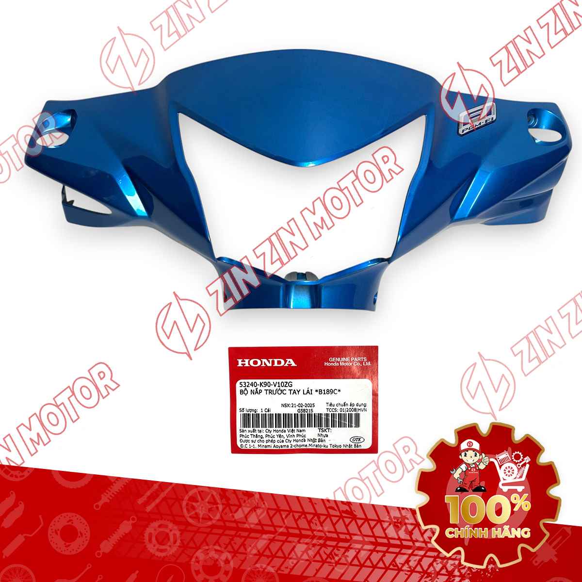 NẮP ỐP TRƯỚC TAY LÁI, ỐP ĐẦU WAVE RSX 2019 2020 2021 2022 2023 XANH PHANH CƠ 53240K90V10ZG CHÍNH HÃNG