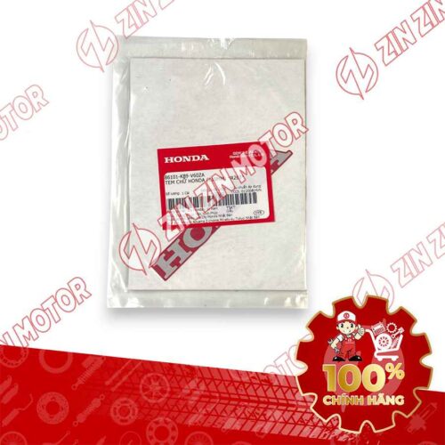 Alternative view of TEM HONDA DÁN ỐP YẾM TRONG WAVE ALPHA 2017 2018 2019 2020 2021 2022 2023 110MM MÀU BẠC NỀN ĐỎ 86101K89V60ZA CHÍNH HÃNG