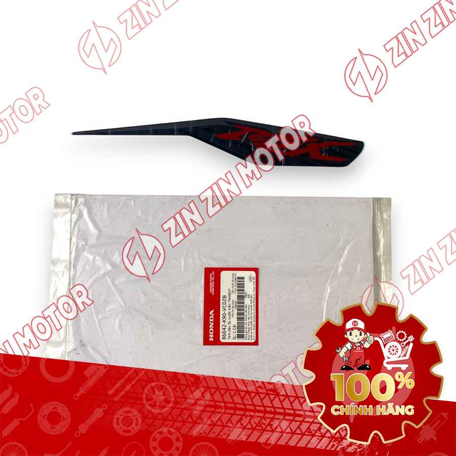 TEM MẶT NẠ CHỮ V TRƯỚC WAVE RSX 2019 2020 PHIÊN BẢN BÁNH MÂM PHANH ĐĨA XE XÁM ĐỎ 86642K90VC0ZB CHÍNH HÃNG