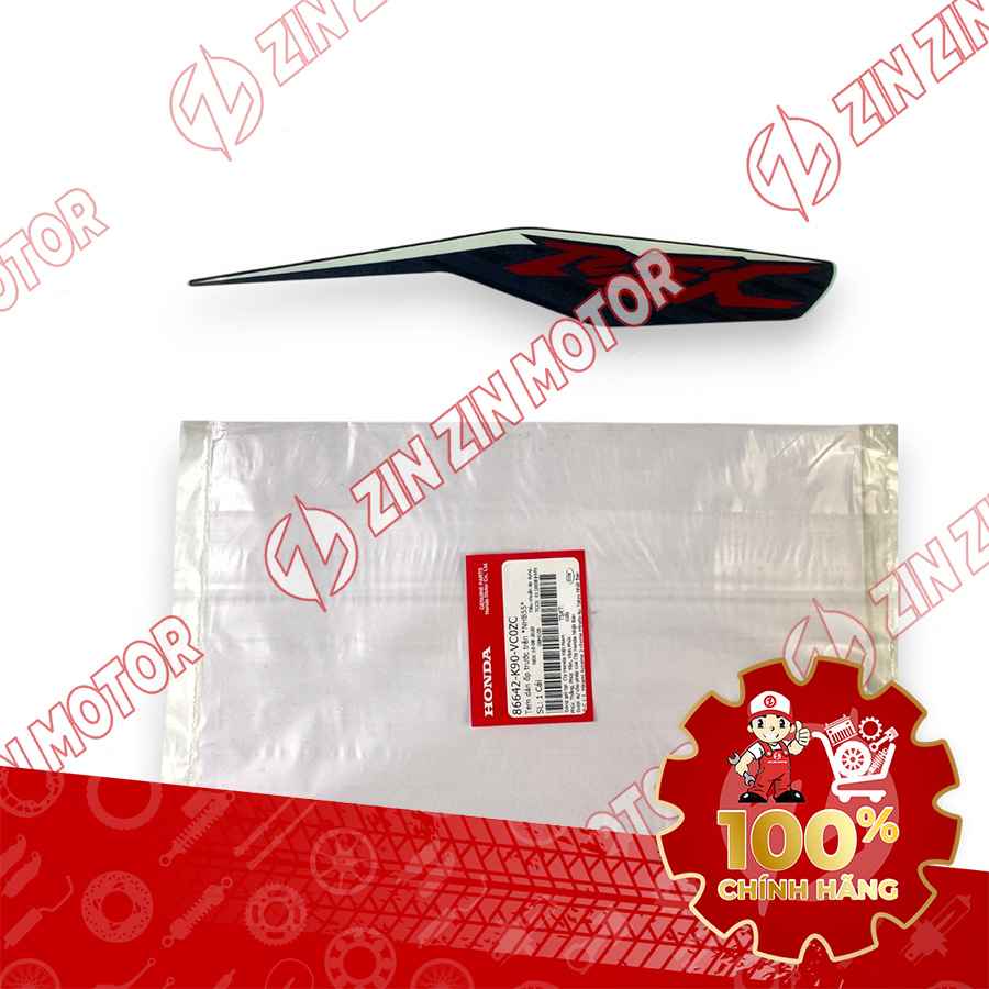 TEM MẶT NẠ CHỮ V TRƯỚC WAVE RSX 2019 2020 PHIÊN BẢN BÁNH MÂM PHANH ĐĨA XE TRẮNG ĐEN 86642K90VC0ZC CHÍNH HÃNG