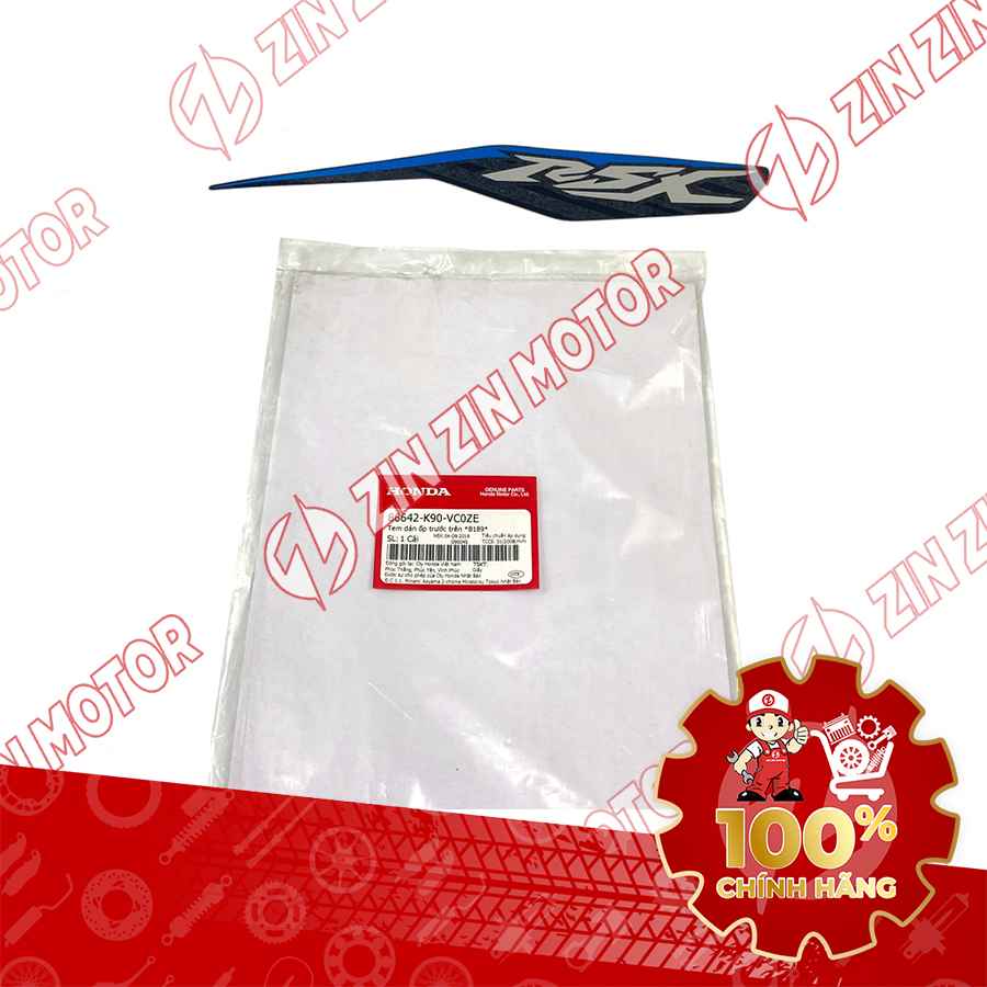 TEM MẶT NẠ CHỮ V TRƯỚC WAVE RSX 2019 2020 PHIÊN BẢN BÁNH MÂM PHANH ĐĨA XE XANH ĐEN 86642K90VC0ZE CHÍNH HÃNG