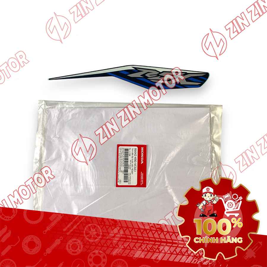 TEM MẶT NẠ CHỮ V TRƯỚC WAVE RSX 2019 2020 PHIÊN BẢN BÁNH CĂM PHANH CƠ/ĐĨA XE XANH 86642K90VC0ZJ CHÍNH HÃNG