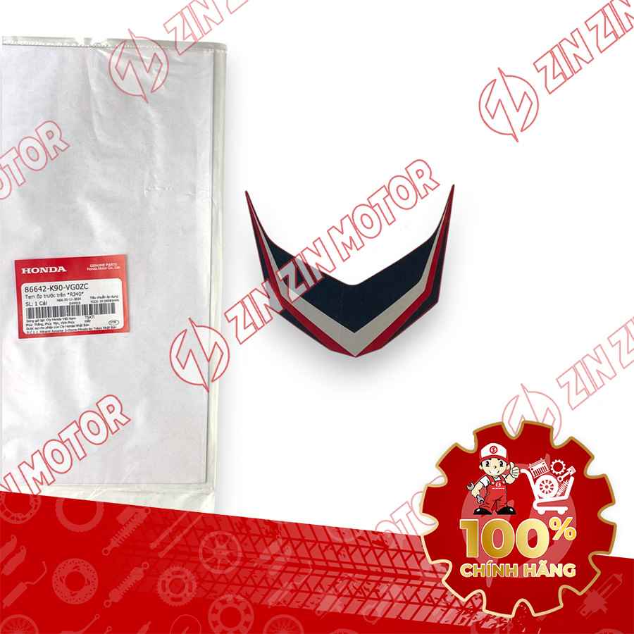 TEM MẶT NẠ CHỮ V TRƯỚC WAVE RSX 2021 2022 PHIÊN BẢN BÁNH MÂM THẮNG ĐĨA XE ĐỎ 86642K90VG0ZC CHÍNH HÃNG