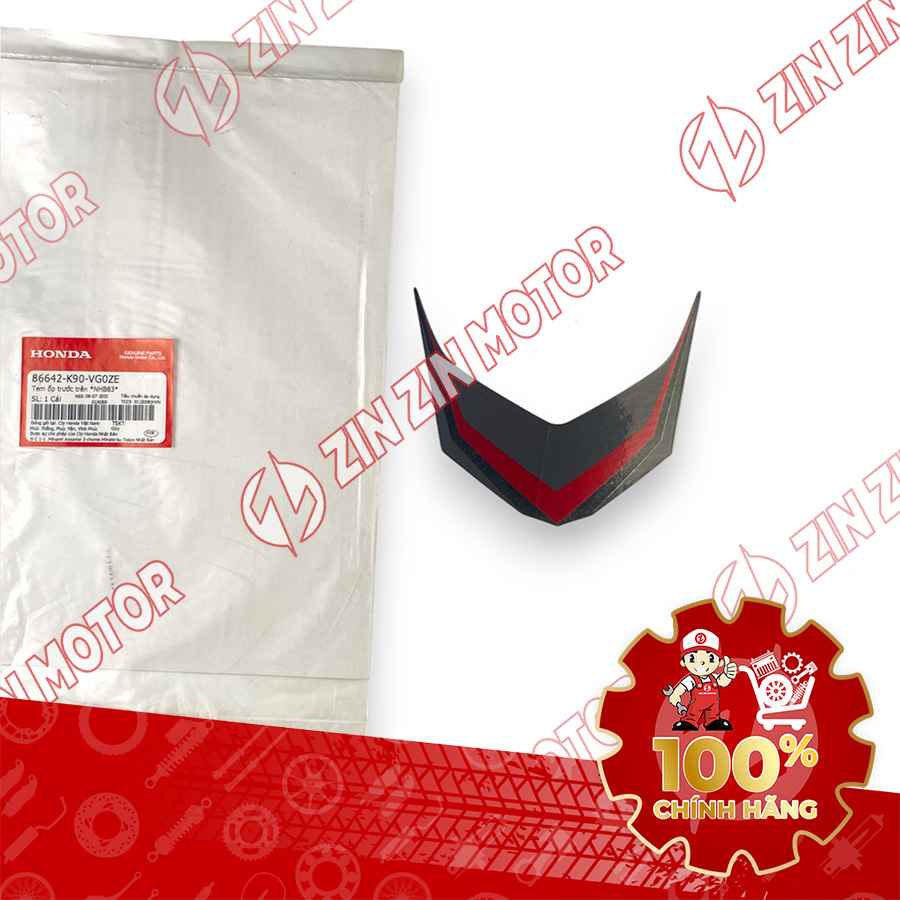 TEM MẶT NẠ CHỮ V TRƯỚC WAVE RSX 2021 2022 PHIÊN BẢN BÁNH CĂM PHANH CƠ/ĐĨA XE XÁM ĐEN 86642K90VG0ZE CHÍNH HÃNG