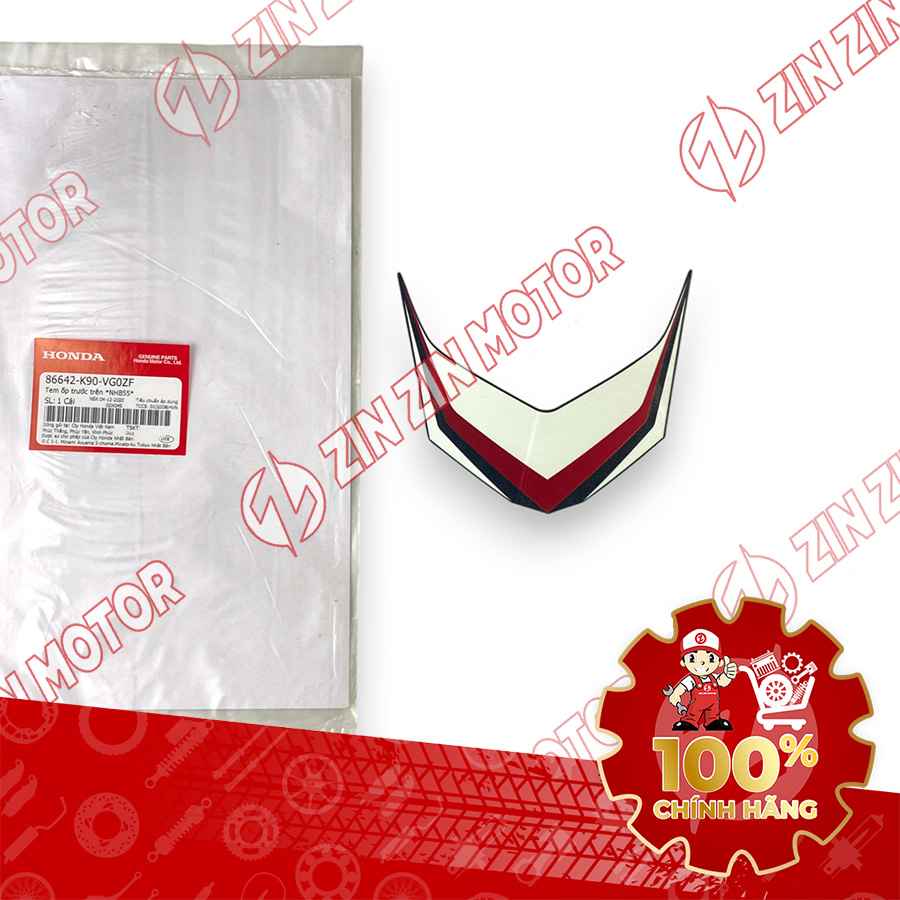 TEM MẶT NẠ CHỮ V TRƯỚC WAVE RSX 2021 2022 PHIÊN BẢN BÁNH CĂM PHANH CƠ/ĐĨA XE TRẮNG 86642K90VG0ZF CHÍNH HÃNG