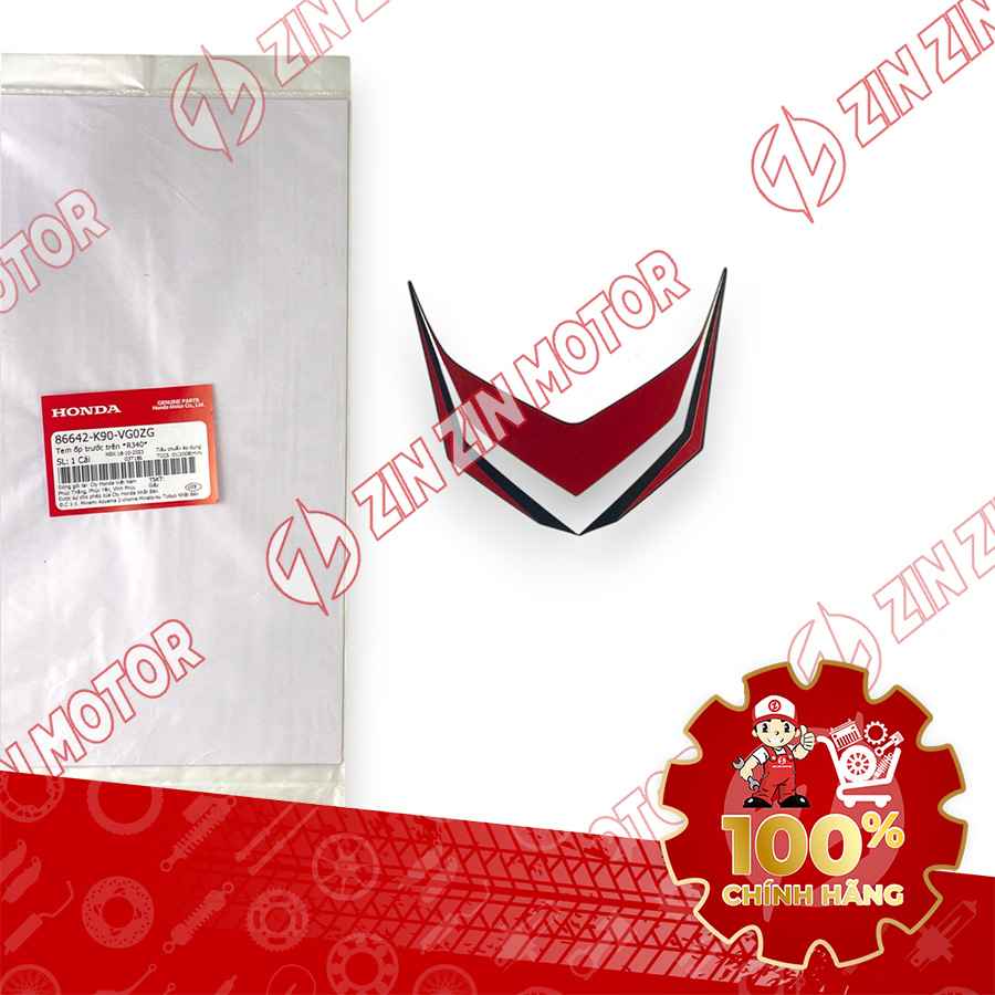 TEM MẶT NẠ CHỮ V TRƯỚC WAVE RSX 2021 2022 PHIÊN BẢN BÁNH CĂM PHANH CƠ/ĐĨA XE ĐỎ 86642K90VG0ZG CHÍNH HÃNG