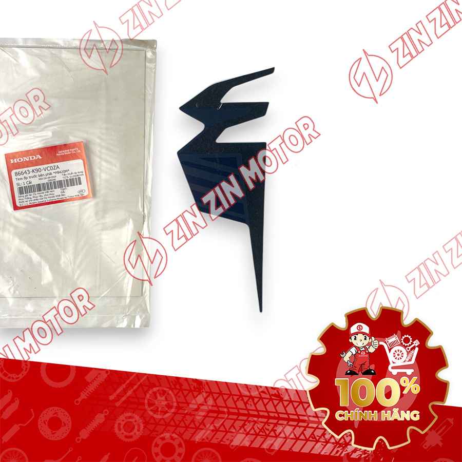 TEM ỐP TRƯỚC WAVE RSX 2019 2020 PHIÊN BẢN BÁNH MÂM PHANH ĐĨA XE XANH XÁM BÊN PHẢI 86643K90VC0ZA CHÍNH HÃNG