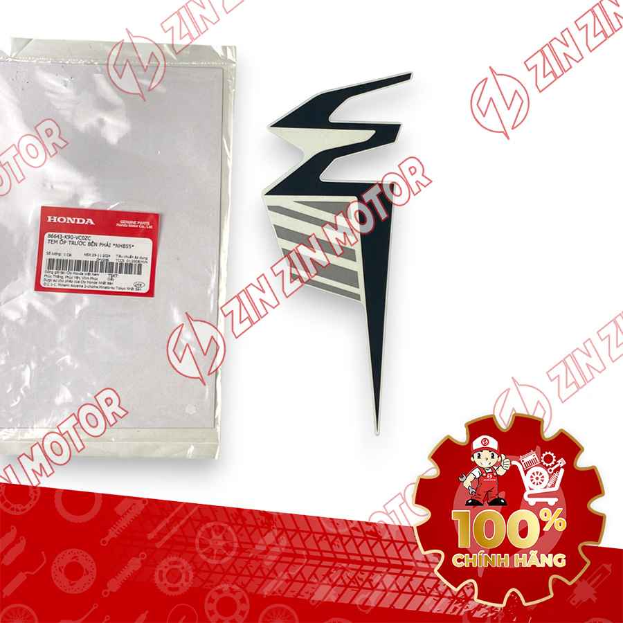 TEM ỐP TRƯỚC WAVE RSX 2019 2020 PHIÊN BẢN BÁNH MÂM PHANH ĐĨA XE TRẮNG ĐEN BÊN PHẢI 86643K90VC0ZC CHÍNH HÃNG