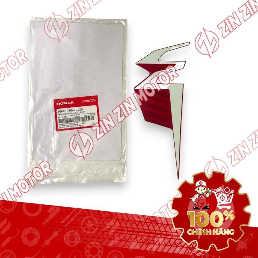 TEM ỐP TRƯỚC WAVE RSX 2019 2020 PHIÊN BẢN BÁNH CĂM PHANH CƠ/ĐĨA XE ĐỎ BÊN PHẢI 86643K90VC0ZH CHÍNH HÃNG