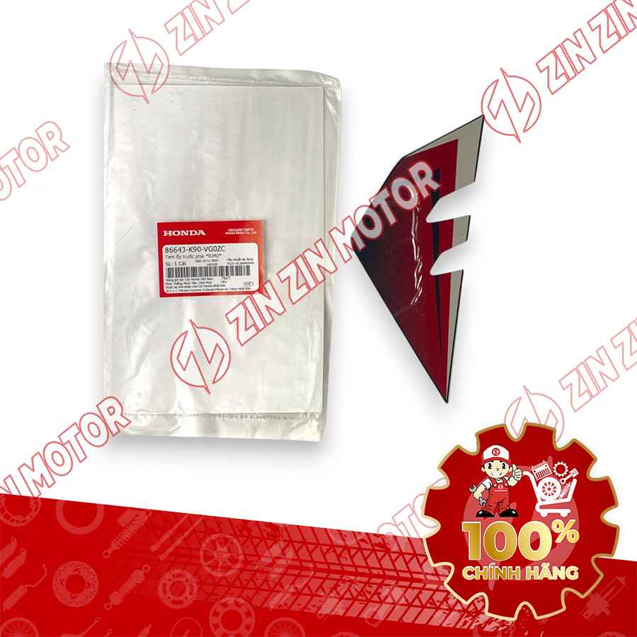 TEM ỐP TRƯỚC WAVE RSX 2021 2022 PHIÊN BẢN BÁNH MÂM THẮNG ĐĨA XE ĐỎ ĐEN BÊN PHẢI 86643K90VG0ZC CHÍNH HÃNG