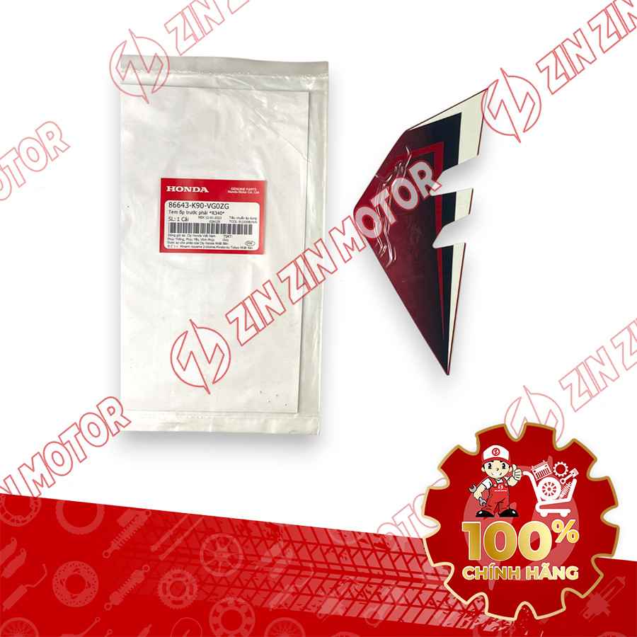 TEM ỐP TRƯỚC WAVE RSX 2021 2022 PHIÊN BẢN BÁNH CĂM PHANH CƠ/ĐĨA XE ĐỎ ĐEN BÊN PHẢI 86643K90VG0ZG CHÍNH HÃNG