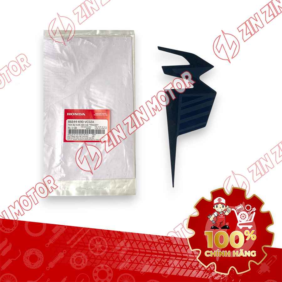 TEM ỐP TRƯỚC WAVE RSX 2019 2020 PHIÊN BẢN BÁNH MÂM PHANH ĐĨA XE XANH XÁM BÊN TRÁI 86644K90VC0ZA CHÍNH HÃNG