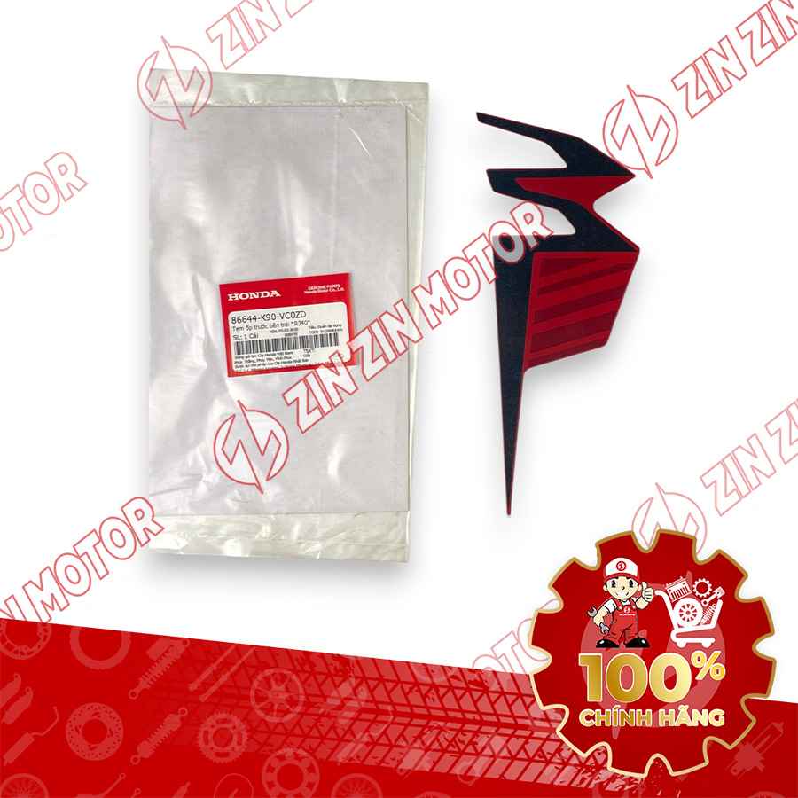 TEM ỐP TRƯỚC WAVE RSX 2019 2020 PHIÊN BẢN BÁNH MÂM PHANH ĐĨA XE ĐỎ ĐEN BÊN TRÁI 86644K90VC0ZD CHÍNH HÃNG