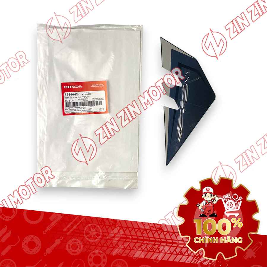 TEM ỐP TRƯỚC WAVE RSX 2021 2022 PHIÊN BẢN BÁNH MÂM THẮNG ĐĨA XE XANH XÁM ĐEN BÊN TRÁI 86644K90VG0ZA CHÍNH HÃNG