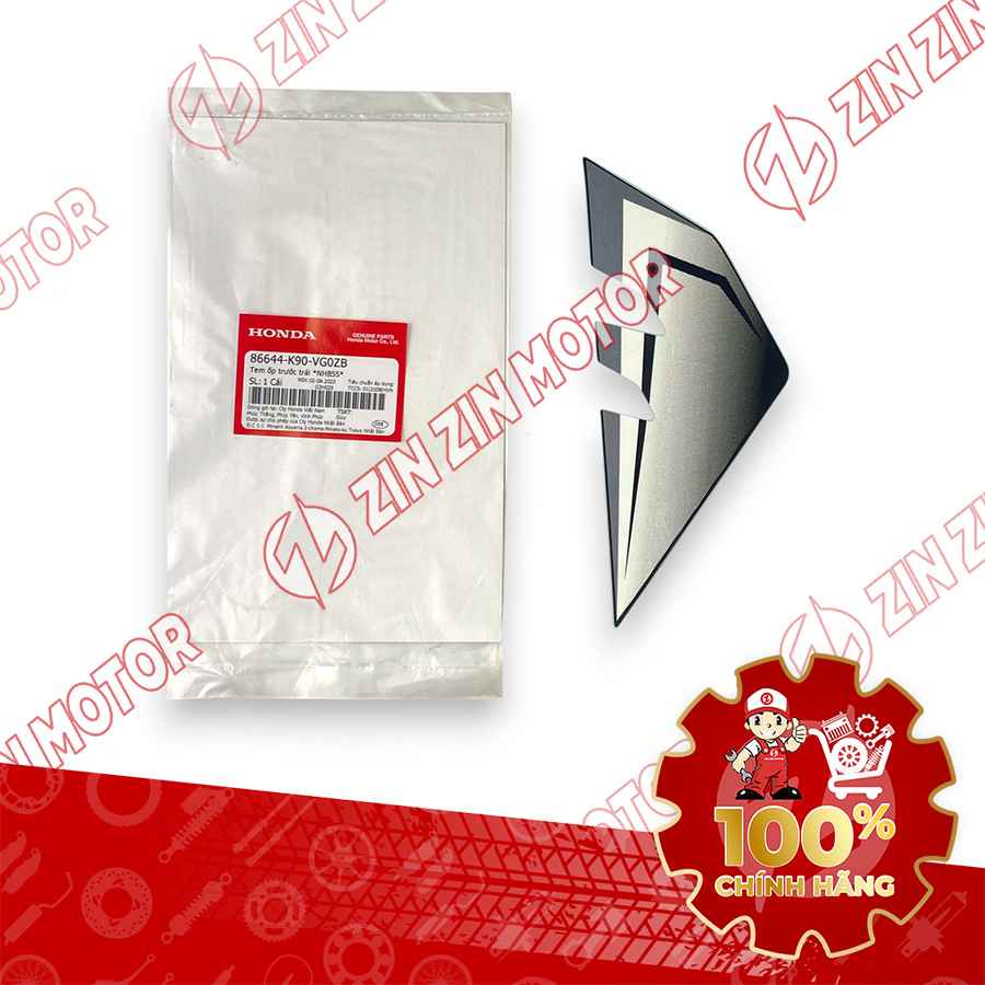 TEM ỐP TRƯỚC WAVE RSX 2021 2022 PHIÊN BẢN BÁNH MÂM THẮNG ĐĨA XE TRẮNG ĐEN BÊN TRÁI 86644K90VG0ZB CHÍNH HÃNG