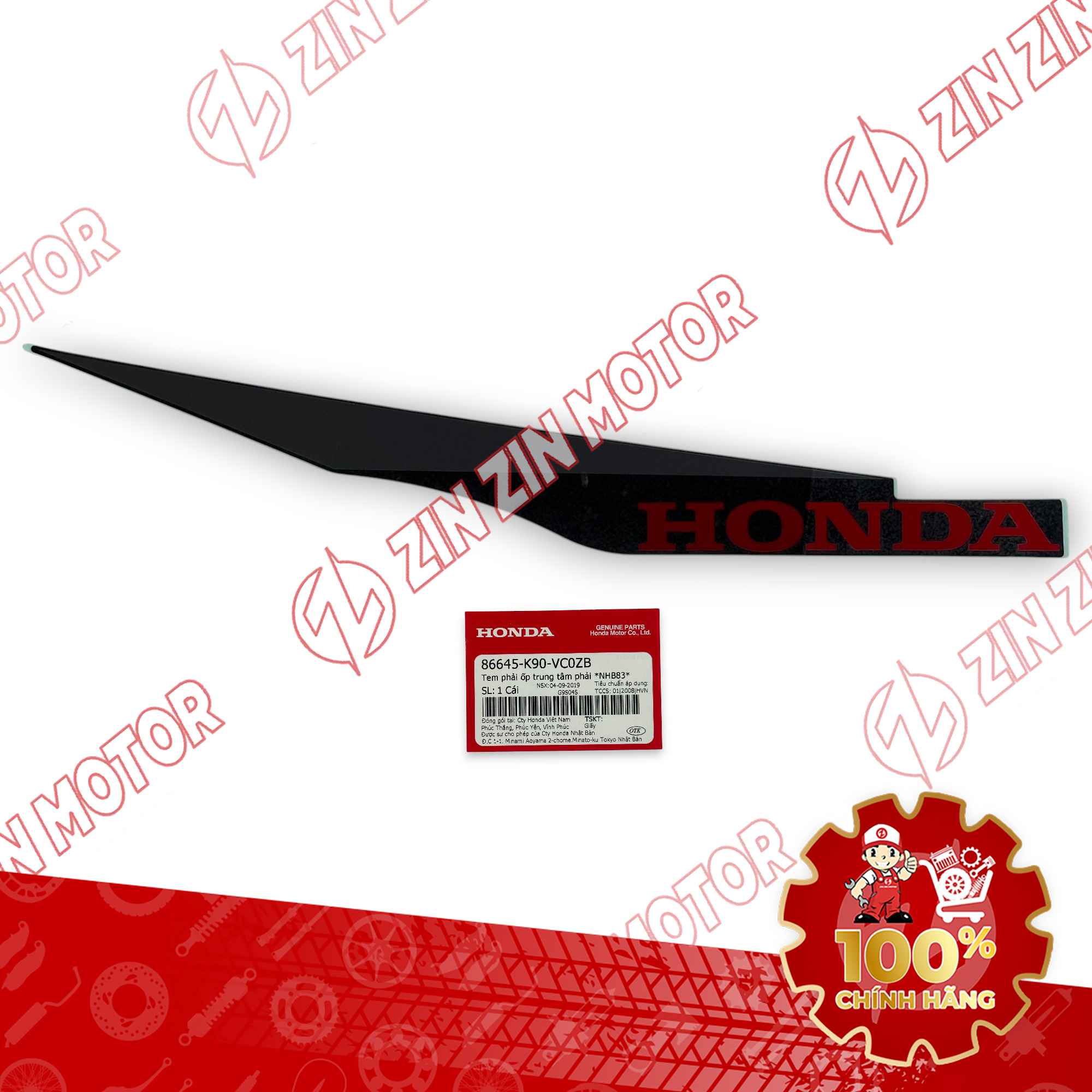 TEM ỐP TRUNG TÂM WAVE RSX 2019 2020 PHIÊN BẢN BÁNH MÂM PHANH ĐĨA XE XÁM ĐỎ BÊN PHẢI 86645K90VC0ZB CHÍNH HÃNG