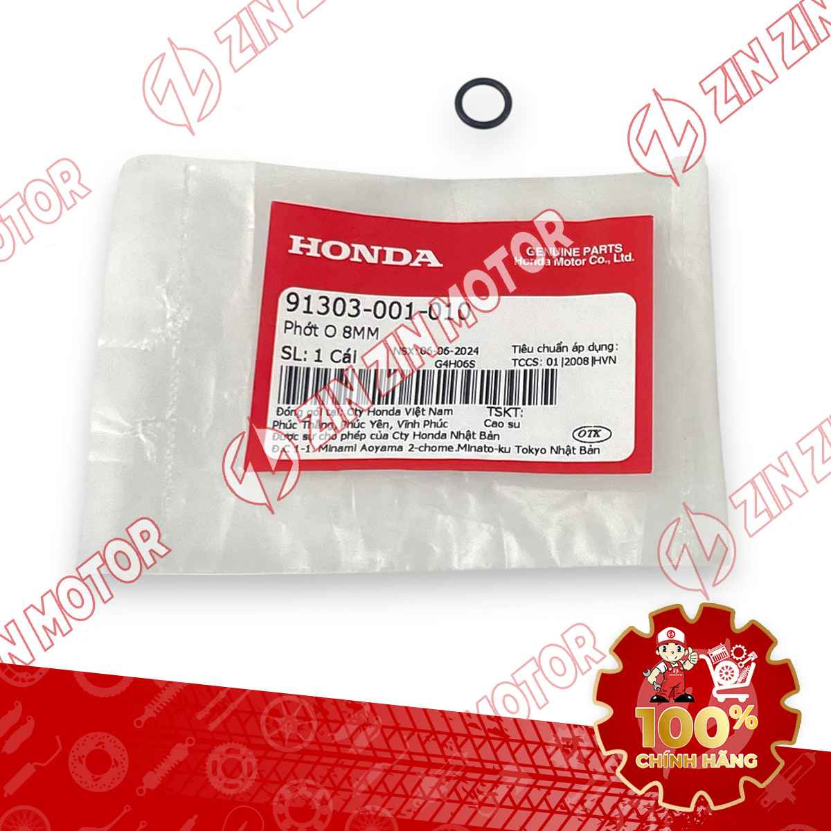 PHỚT O 8MM, RON ỐC CHỈNH CÔN NỒI WAVE RSX 2019 2020 2021 2022 2023 , WAVE ALPHA 2017 - 2023 2024 - 2025, WAVE BLADE 110 91303001010 CHÍNH HÃNG