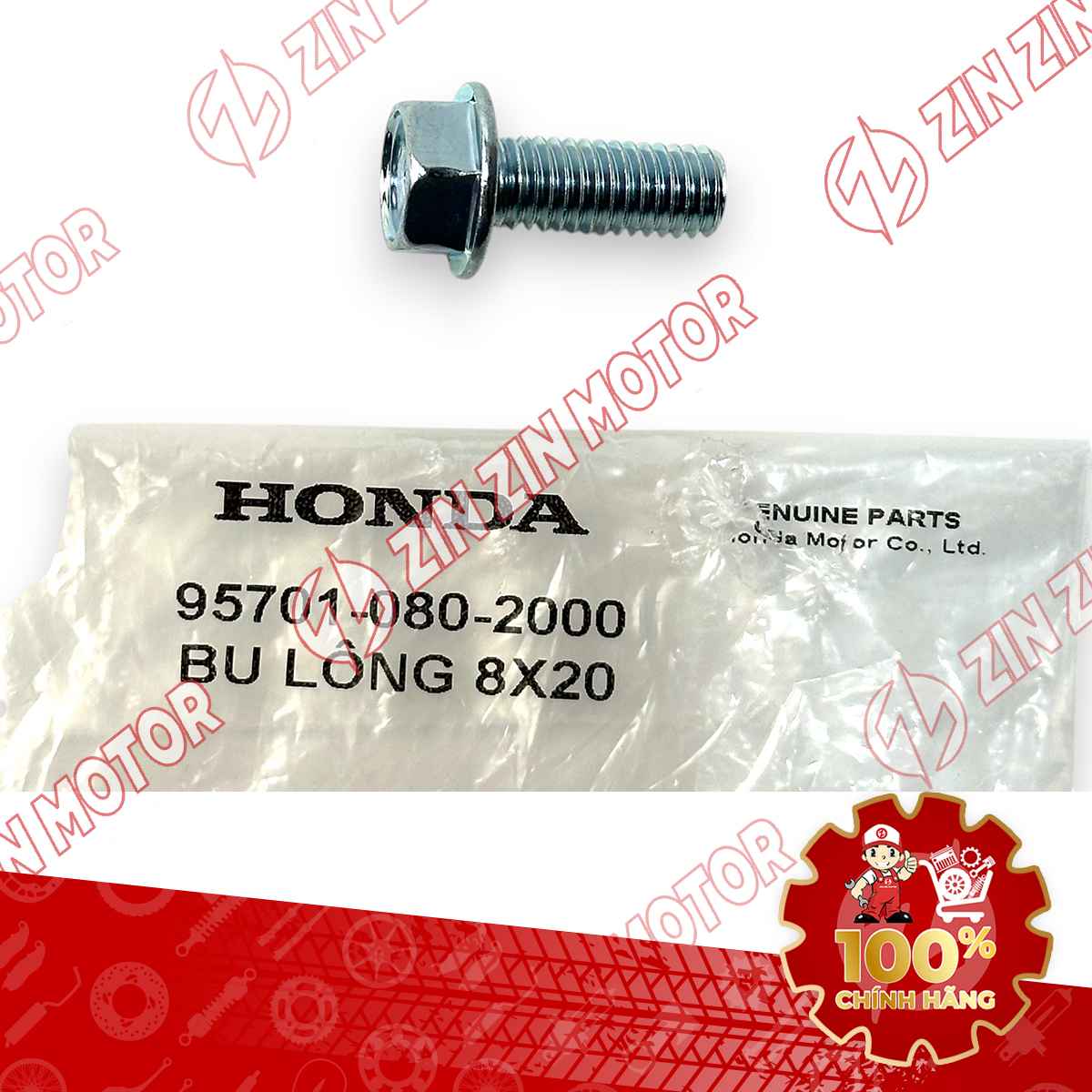 ỐC, BU LÔNG 8X20 BẮT ỐNG PÔ WAVE ALPHA 2017 - 2023 2024 - 2025, WAVE BLADE 110 957010802000 CHÍNH HÃNG