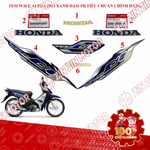 Alternative view of Bộ Tem Xe Wave Alpha 2017 2018 2019 2020 2021 2022 2023 Chính Hãng - ZZM
