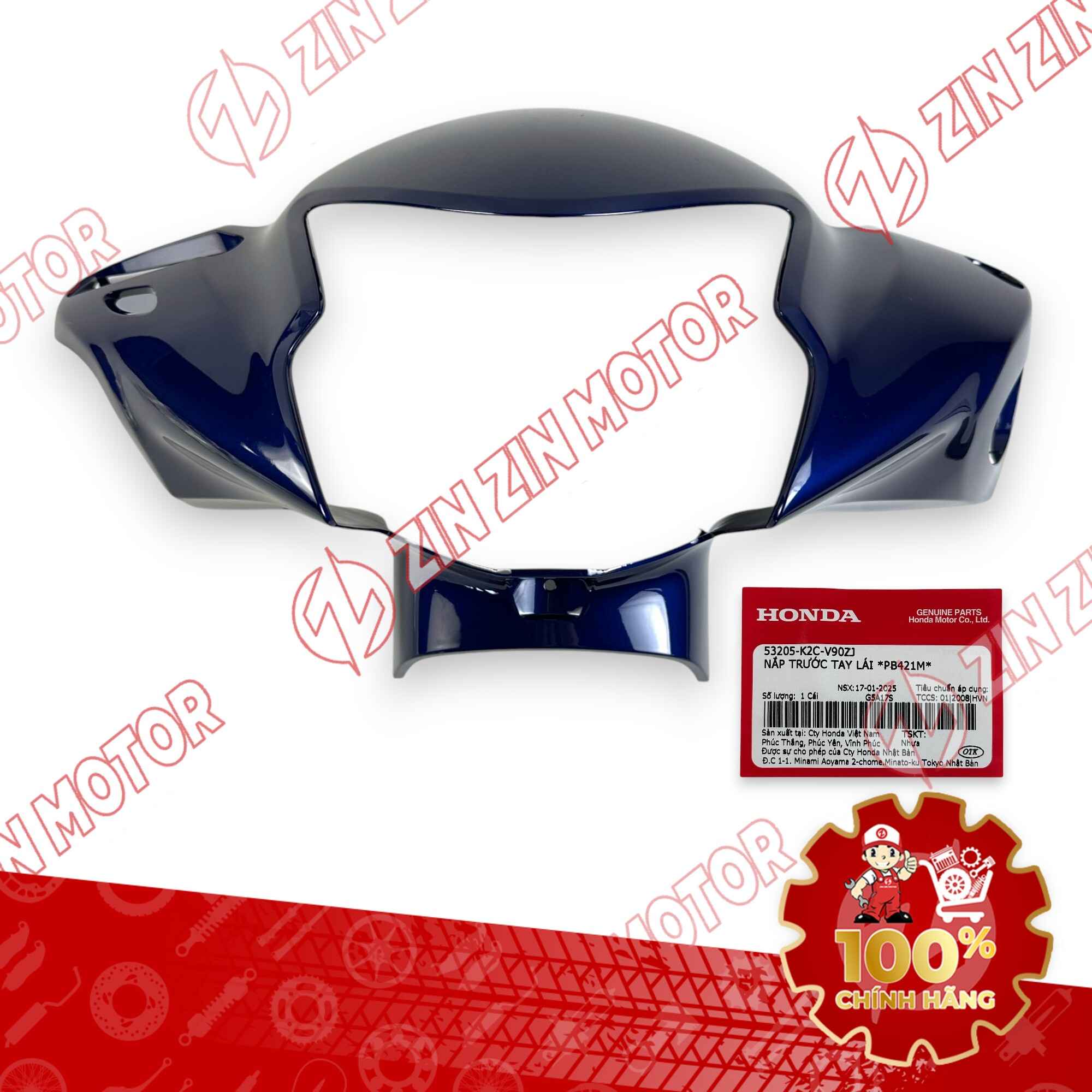 NẮP TRƯỚC TAY LÁI, ỐP ĐẦU VISION 2025 XANH ĐẬM 53205K2CV90ZJ CHÍNH HÃNG