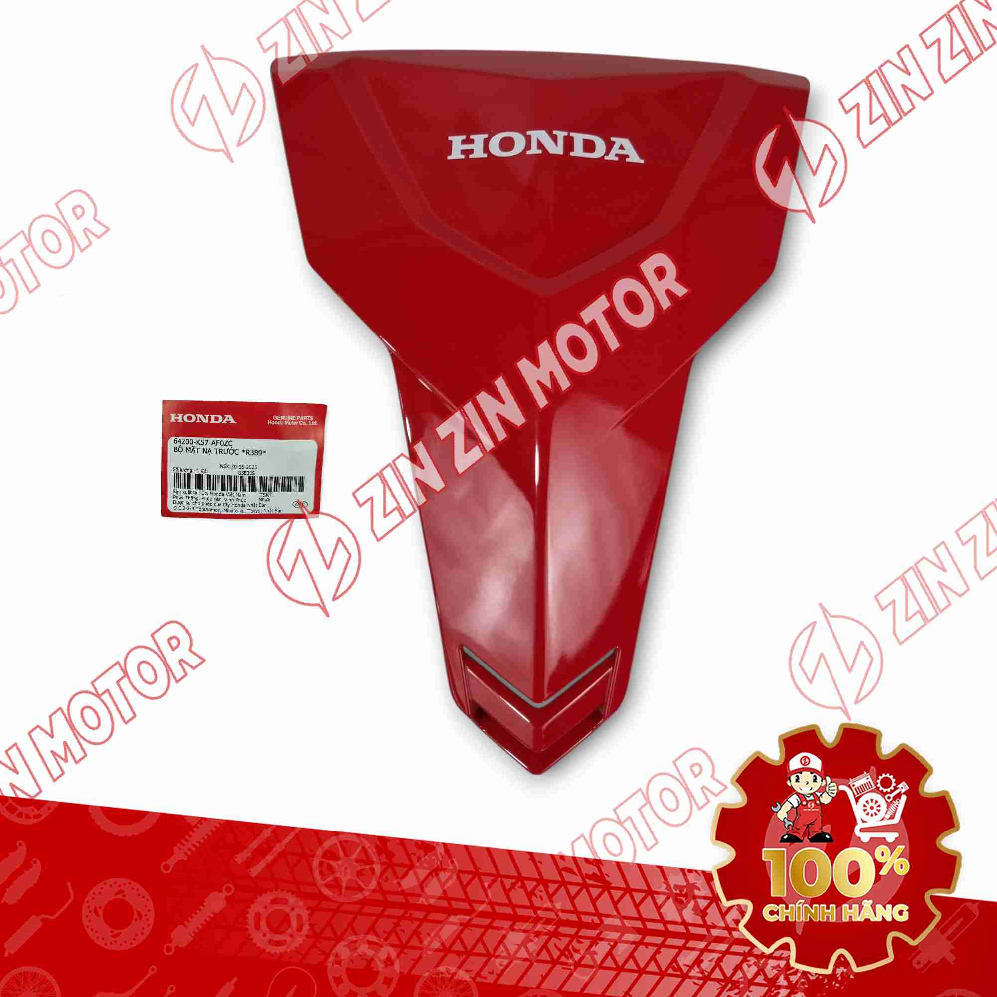 MẶT NẠ TRƯỚC WAVE BLADE 110 2017 - 2025 ĐỎ R-389 2023 64200K57AF0ZC CHÍNH HÃNG