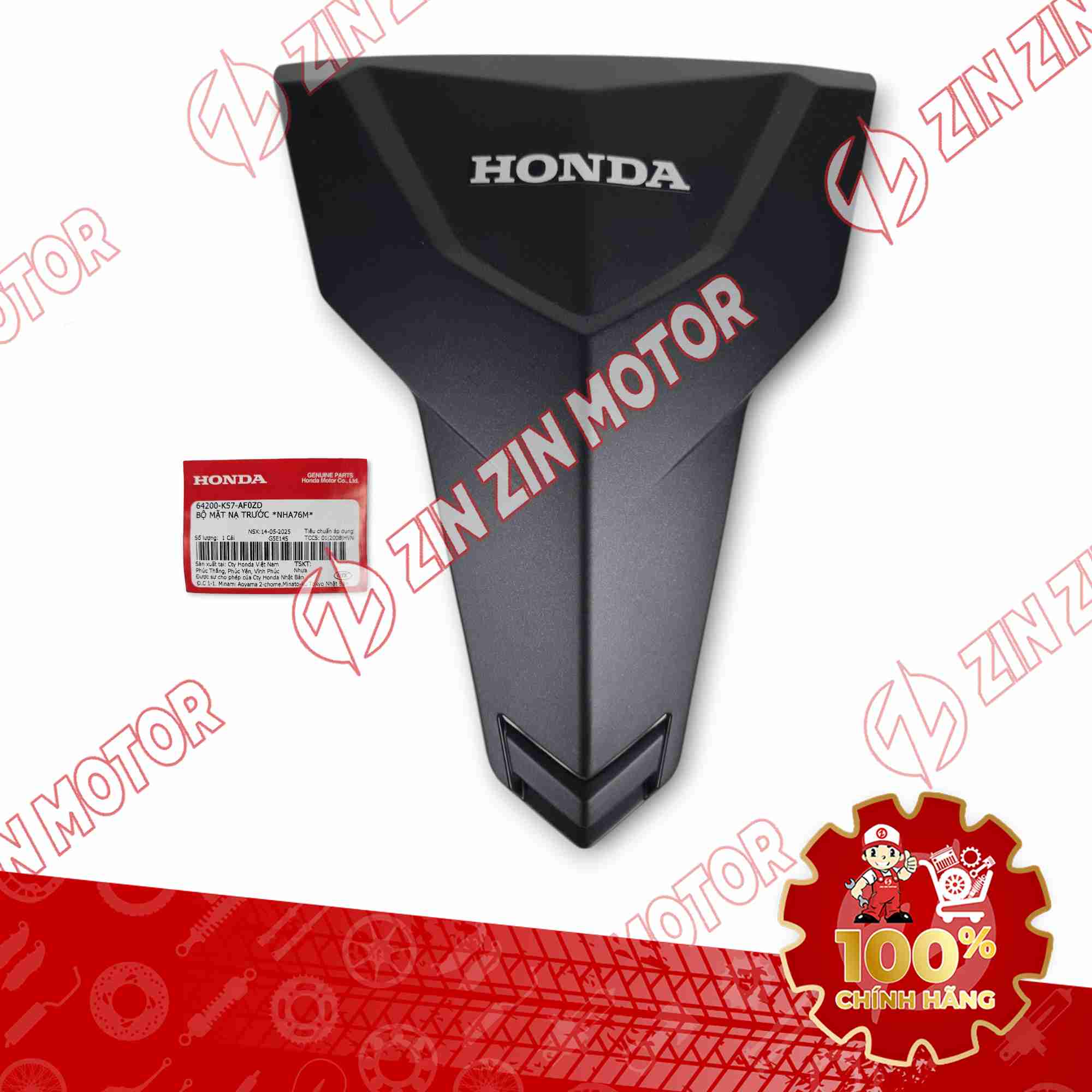 MẶT NẠ TRƯỚC WAVE BLADE 110 2017 - 2025 ĐEN NHÁM 2023 64200K57AF0ZD CHÍNH HÃNG