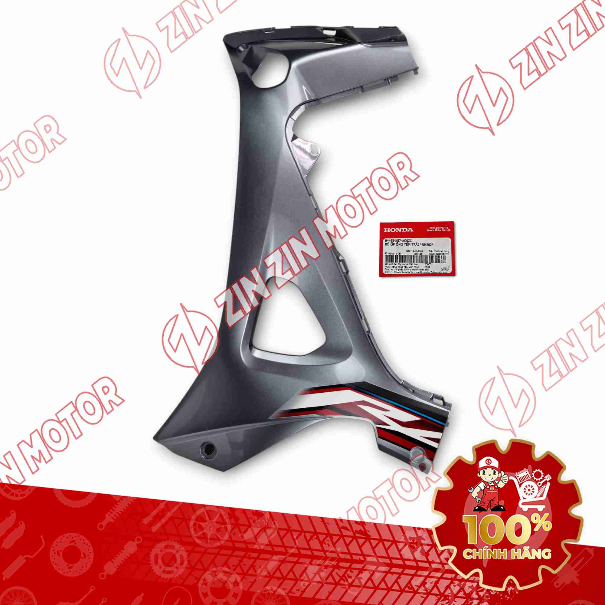ỐP CÁNH YẾM TRONG WAVE BLADE 110 XÁM TEM-ĐỎ 2021-2022 BÊN TRÁI 64465K57AC0ZC CHÍNH HÃNG