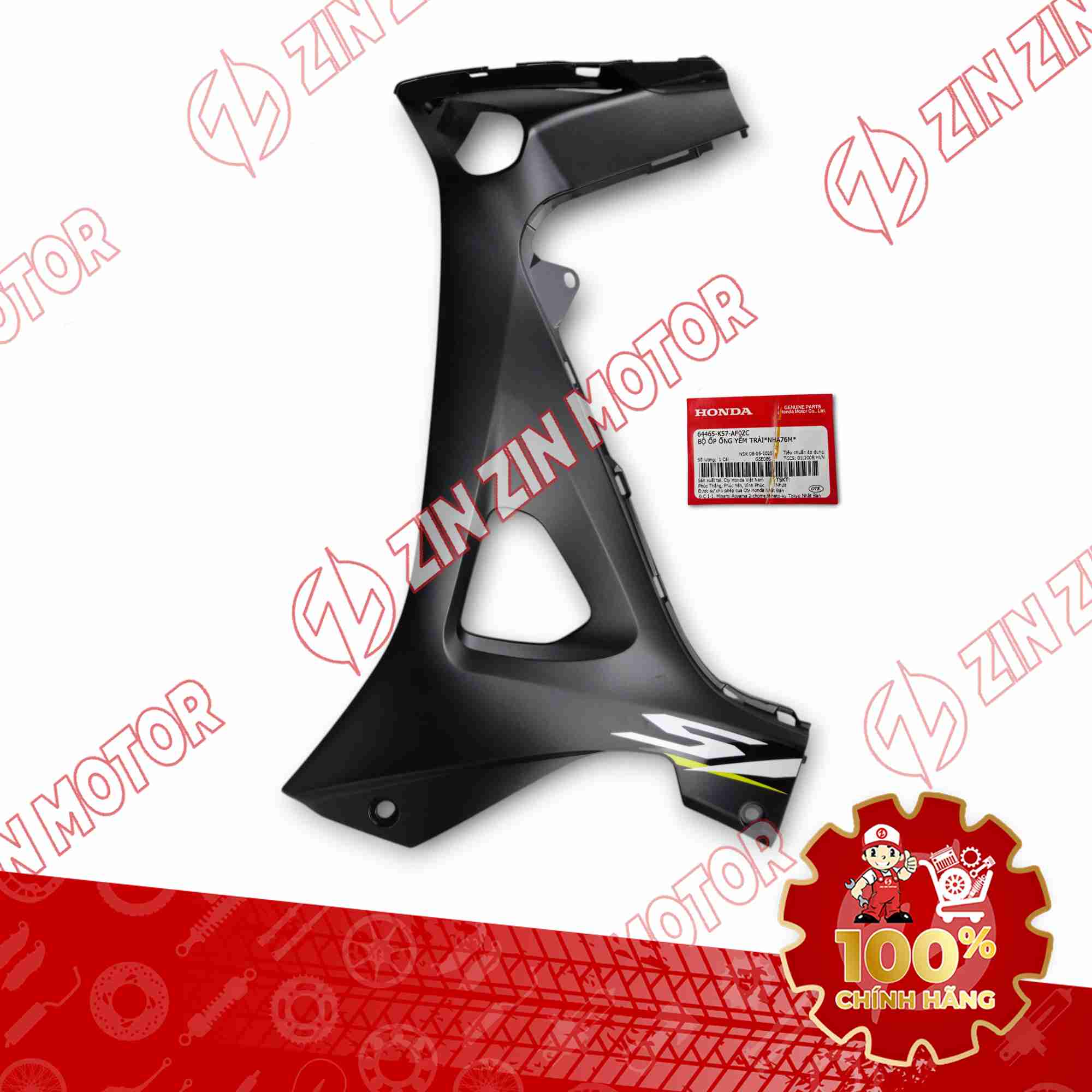 ỐP CÁNH YẾM TRONG WAVE BLADE 110 ĐEN NHÁM 2023 BẢN THỂ THAO BÊN TRÁI 64465K57AF0ZC CHÍNH HÃNG